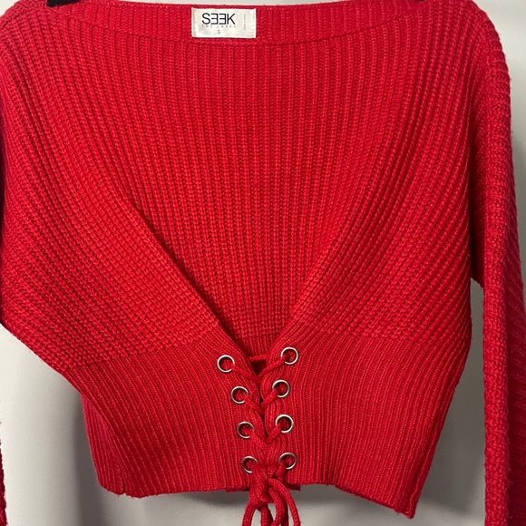 SEEK Chunky knit cropped corset puff sleeve sweater - Picture 8 of 8